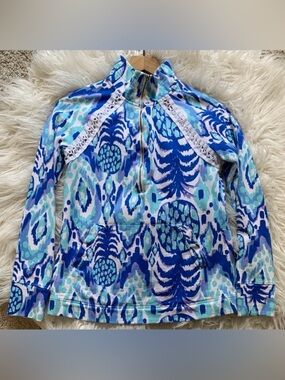 Lilly Pulitzer Skipper Popover Top Serene Blue Size Extra Small
